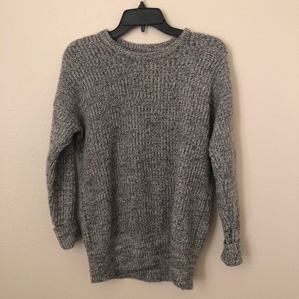 Super soft heathered grey cable knit sweater